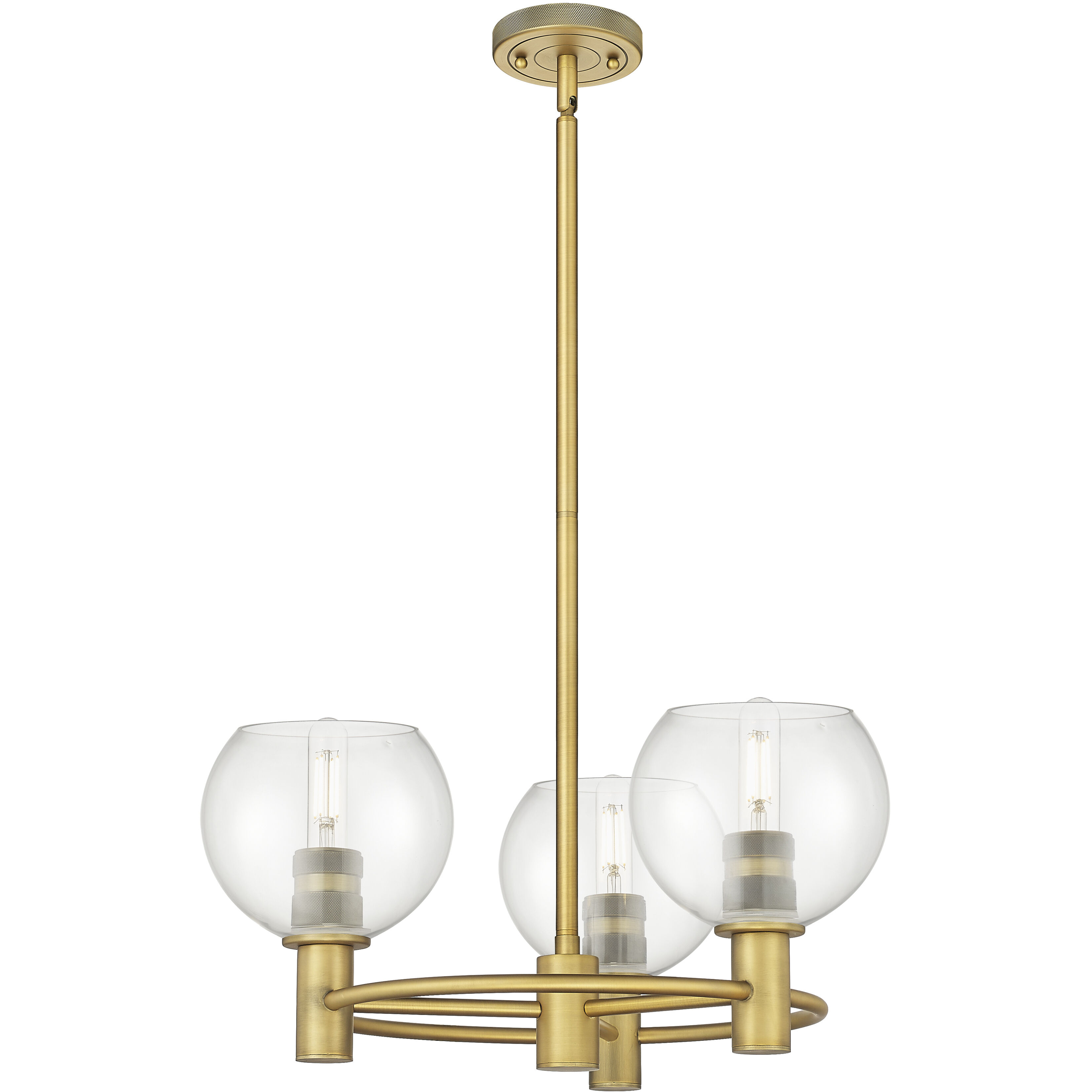 Crown Point 3 Light 20 inch Brushed Brass Pendant Ceiling Light in Clear Glass