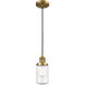 Franklin Restoration Dover 1 Light 5 inch Brushed Brass Mini Pendant Ceiling Light in Seedy Glass, Franklin Restoration
