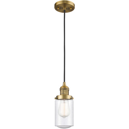Franklin Restoration Dover 1 Light 5 inch Brushed Brass Mini Pendant Ceiling Light in Seedy Glass, Franklin Restoration