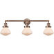 Franklin Restoration Olean 3 Light 31 inch Antique Copper Bath Vanity Light Wall Light in Matte White Glass, Franklin Restoration