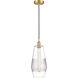 Edison Windham LED 7 inch Satin Gold Mini Pendant Ceiling Light in Clear Glass
