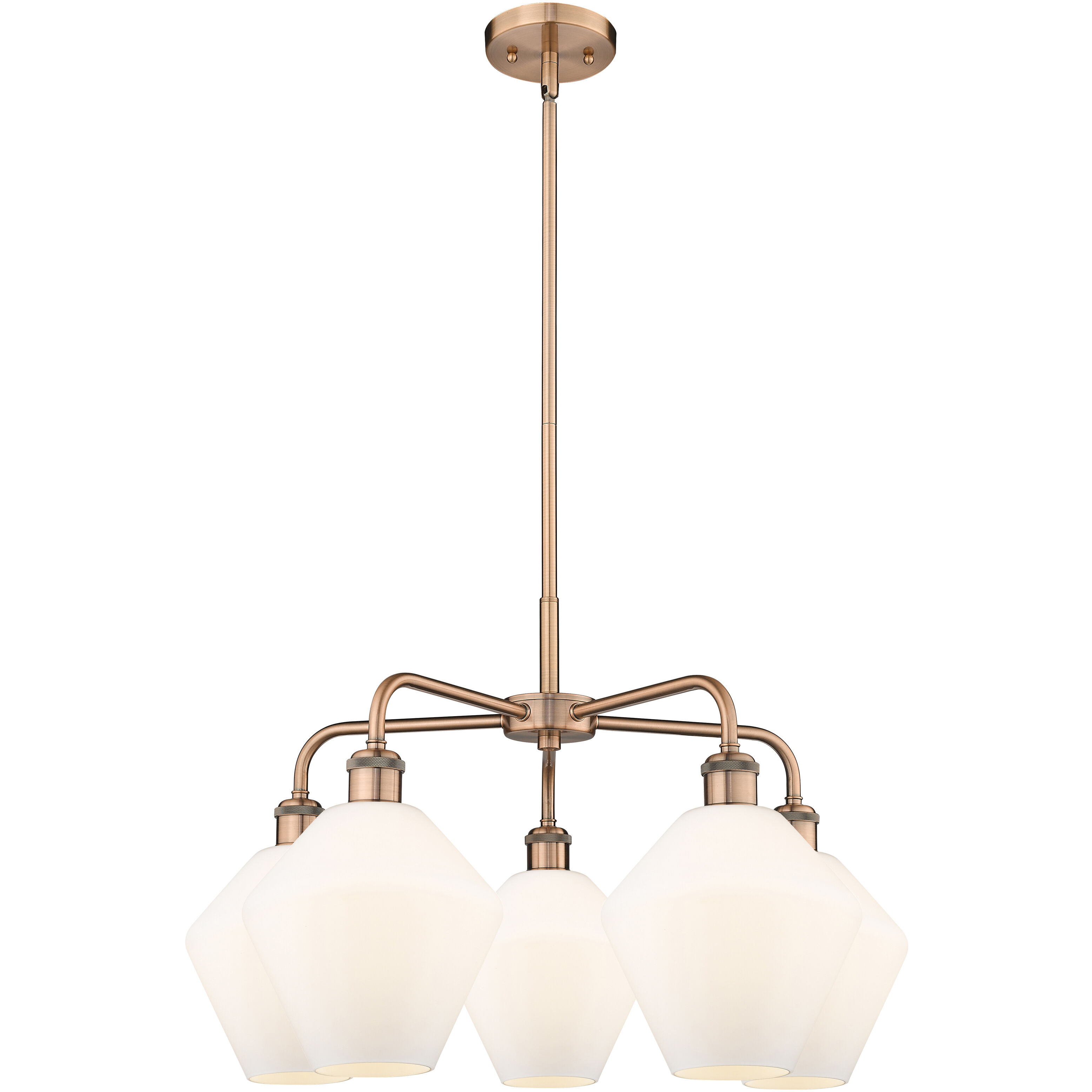 Cindyrella 5 Light 26 inch Antique Copper Chandelier Ceiling Light in Cased Matte White