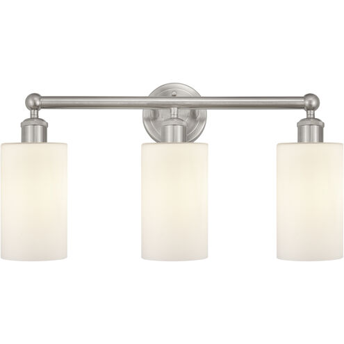 Edison Clymer 3 Light 22 inch Brushed Satin Nickel Bath Vanity Light Wall Light in Matte White Glass