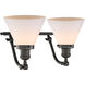 Franklin Restoration Large Cone 2 Light 18 inch Oil Rubbed Bronze Bath Vanity Light Wall Light in Matte White Glass, Franklin Restoration