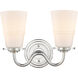Scarlett 2 Light 14 inch Polished Chrome Bath Vanity Light Wall Light in White Glass