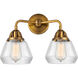 Nouveau 2 Fulton LED 14.75 inch Brushed Brass Bath Vanity Light Wall Light in Clear Glass