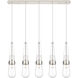 Milan 5 Light 36.13 inch Polished Nickel Linear Pendant Ceiling Light in Clear Glass