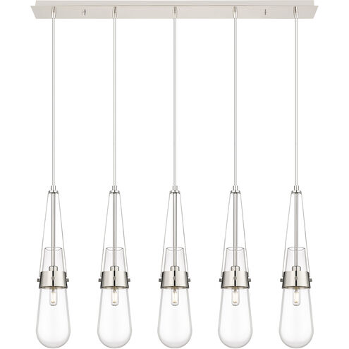 Milan 5 Light 36.13 inch Polished Nickel Linear Pendant Ceiling Light in Clear Glass