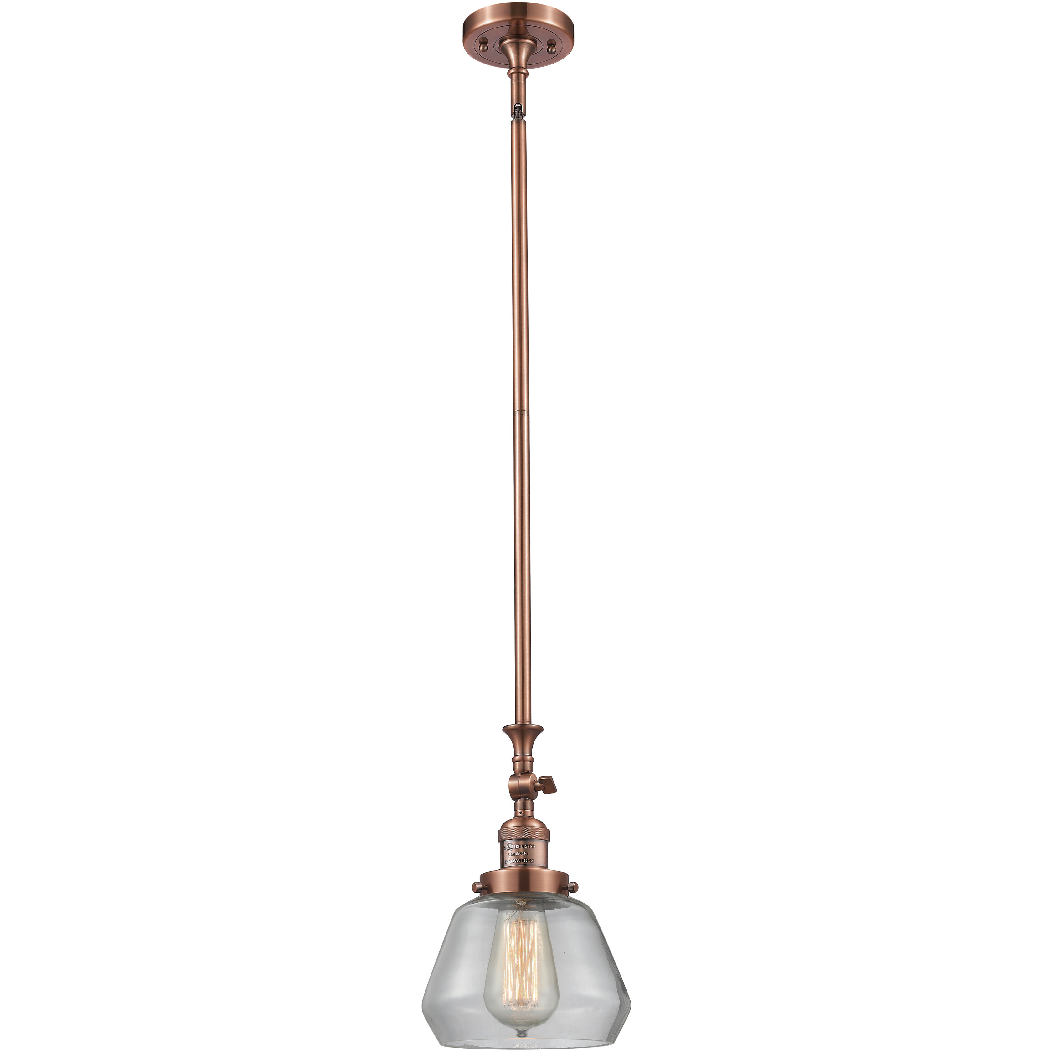 Franklin Restoration Fulton 1 Light 7 inch Antique Copper Mini Pendant Ceiling Light in Incandescent, Clear, Franklin Restoration
