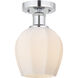 Edison Norfolk 1 Light 6 inch Polished Chrome Semi-Flush Mount Ceiling Light in Matte White Glass