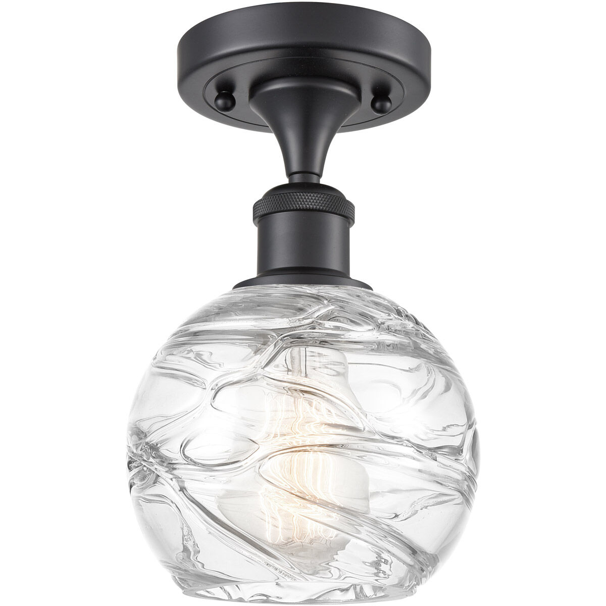 Ballston Small Deco Swirl LED 6 inch Matte Black Semi-Flush Mount Ceiling Light, Ballston