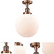 Franklin Restoration X-Large Beacon 1 Light 10 inch Antique Copper Semi-Flush Mount Ceiling Light in Matte White Glass, Franklin Restoration