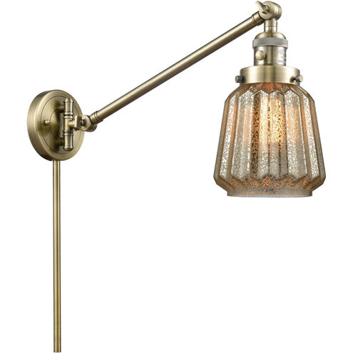 Chatham 35 inch 3.50 watt Antique Brass Swing Arm Wall Light, Franklin Restoration