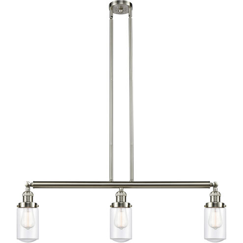 Franklin Restoration Dover 3 Light 37 inch Brushed Satin Nickel Island Light Ceiling Light in Clear Glass, Franklin Restoration
