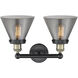 Cone 2 Light 15.5 inch Black Antique Brass Bath Vanity Light Wall Light in Plated Smoke
