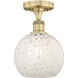Edison White Mouchette 1 Light 8 inch Brushed Brass Semi-Flush Mount Ceiling Light
