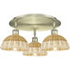 Ballston Bristol Natural II 3 Light 19.25 inch Antique Brass Flush Mount Ceiling Light