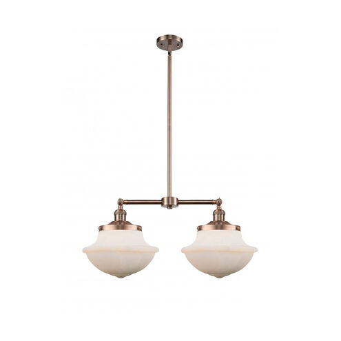 Franklin Restoration Large Oxford LED 25 inch Antique Copper Chandelier Ceiling Light in Matte White Glass, Franklin Restoration