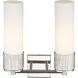 Bolivar 2 Light 13.5 inch Polished Nickel Bath Vanity Light Wall Light in Matte White Glass