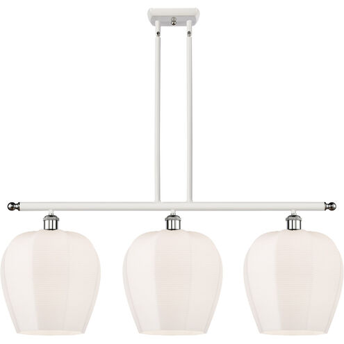 Ballston Norfolk LED 38 inch White and Polished Chrome Island Light Ceiling Light in Matte White Glass