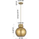 Newton Sphere 1 Light 10 inch Brushed Brass Pendant Ceiling Light