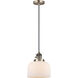 Franklin Restoration Bell LED 8 inch Antique Brass Mini Pendant Ceiling Light in Matte White