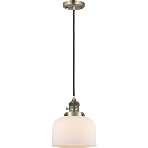 Franklin Restoration Bell LED 8 inch Antique Brass Mini Pendant Ceiling Light in Matte White