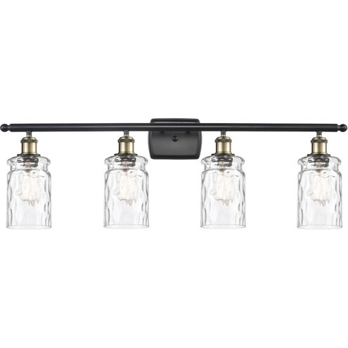 Ballston Candor 4 Light 36 inch Black Antique Brass Bath Vanity Light Wall Light in Clear Waterglass, Ballston