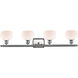 Ballston Fenton 4 Light 36 inch Brushed Satin Nickel Bath Vanity Light Wall Light in Matte White Glass, Ballston