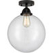 Nouveau 2 Beacon LED 12 inch Matte Black Semi-Flush Mount Ceiling Light in Clear Glass