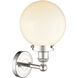 Beacon 1 Light 6.5 inch Polished Nickel Sconce Wall Light in Matte White Glass, Large