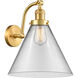 Franklin Restoration X-Large Cone 1 Light 12 inch Satin Gold Sconce Wall Light in Clear Glass, Franklin Restoration