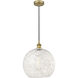Edison White Mouchette 1 Light 13.75 inch Brushed Brass Cord Hung Pendant Ceiling Light