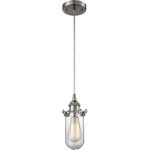 Austere Kingsbury LED 6 inch Black Antique Brass Pendant Ceiling Light in Clear Glass, Austere