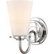 Scarlett 1 Light 5 inch Polished Chrome Bath Vanity Light Wall Light in White Glass