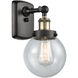 Ballston Beacon 1 Light 6 inch Black Antique Brass Sconce Wall Light in Seedy Glass