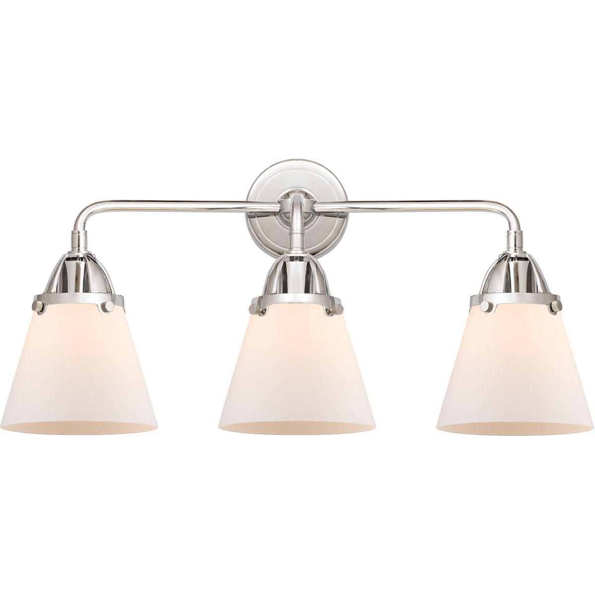 Nouveau 2 Small Cone LED 24.25 inch Polished Chrome Bath Vanity Light Wall Light in Matte White Glass