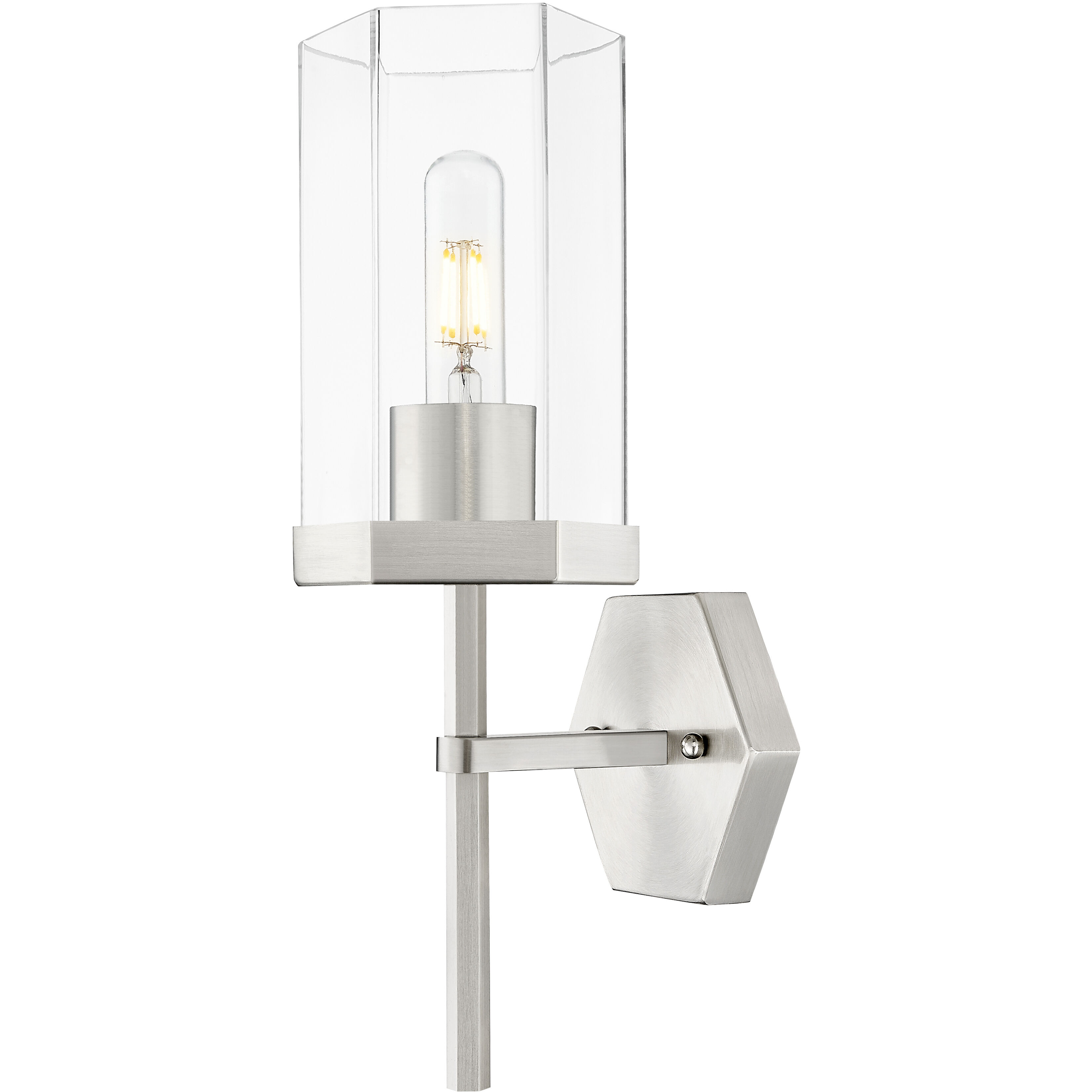 Downtown Urban Blakeley Wallchiere Wall Light in Satin Nickel, Clear