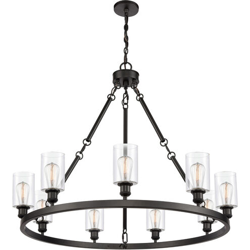 Ballston Saloon 9 Light 40 inch Matte Black Chandelier Ceiling Light in Incandescent, Clear Glass, Ballston