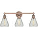 Conesus 3 Light 24 inch Antique Copper and Clear Crackle Bath Vanity Light Wall Light