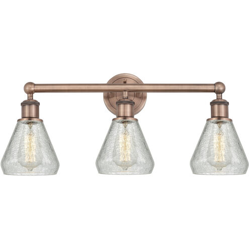 Conesus 3 Light 24 inch Antique Copper and Clear Crackle Bath Vanity Light Wall Light