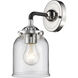 Nouveau Small Bell 1 Light 5 inch Black Polished Nickel Sconce Wall Light in Clear Glass, Nouveau