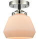 Nouveau Fulton LED 7 inch Black Polished Nickel Semi-Flush Mount Ceiling Light in Matte White Glass, Nouveau