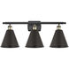 Ballston Cone 3 Light 28 inch Black Antique Brass Bath Vanity Light Wall Light