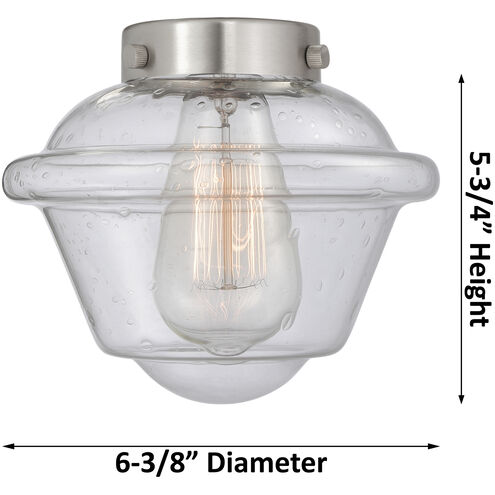 Franklin Restoration Small Oxford LED 7.5 inch Antique Brass Semi-Flush Mount Ceiling Light in Matte White Glass, Franklin Restoration