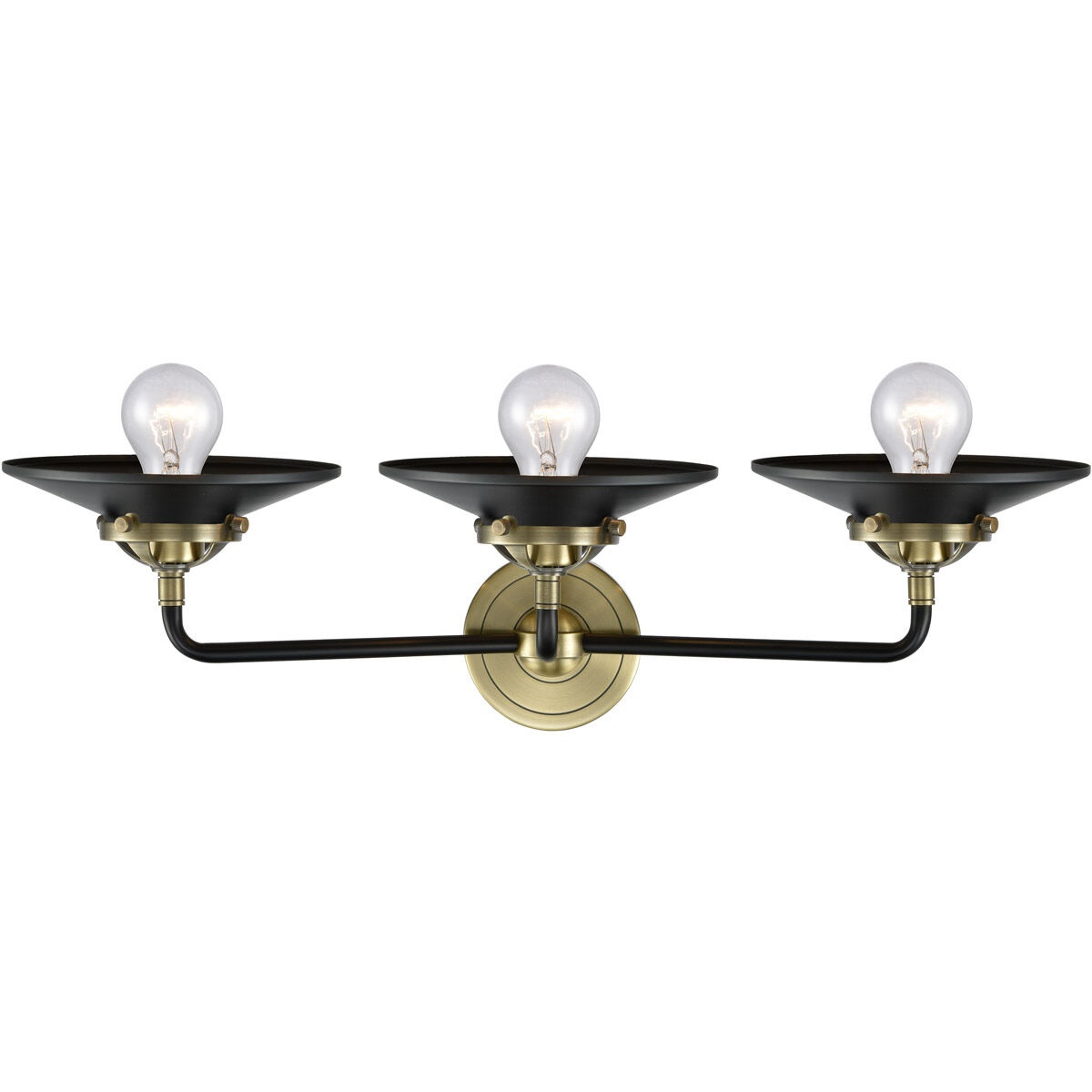 Nouveau Railroad LED 26 inch Black Antique Brass Bath Vanity Light Wall Light in Matte Black, Nouveau