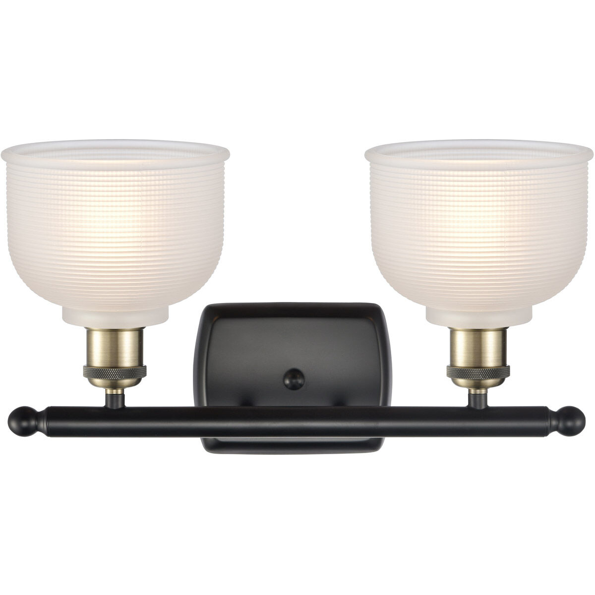 Ballston Dayton LED 16 inch Black Antique Brass Bath Vanity Light Wall Light in White Glass, Ballston
