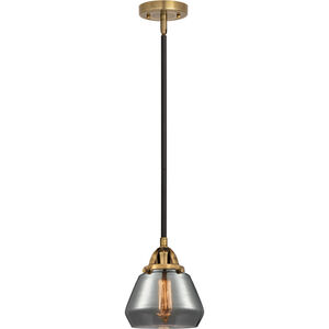 Nouveau 2 Fulton LED 7 inch Black Antique Brass and Matte Black Mini Pendant Ceiling Light in Plated Smoke Glass