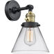 Franklin Restoration Large Cone LED 8 inch Black Antique Brass Sconce Wall Light, Franklin Restoration