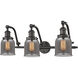 Franklin Restoration Small Bell 3 Light 28 inch Oil Rubbed Bronze Bath Vanity Light Wall Light in Light Smoke Glass, Franklin Restoration